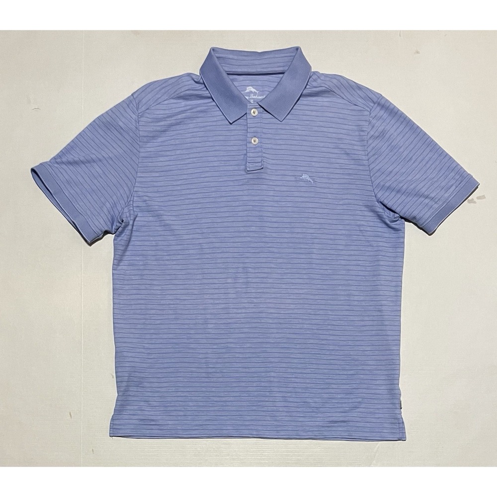 Tommy Bahama Stripes Polo Shirt Mens Size Large Stripes Golf Performance Outdoor